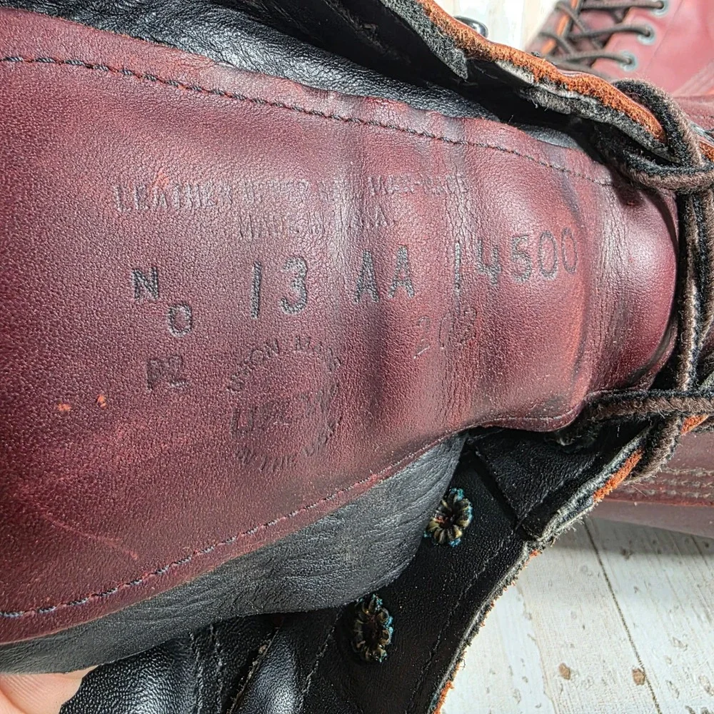 Red Wing Shoes Men's Burgundy Leather Moc Toe Work Boots‎ Size 13 AA 14500